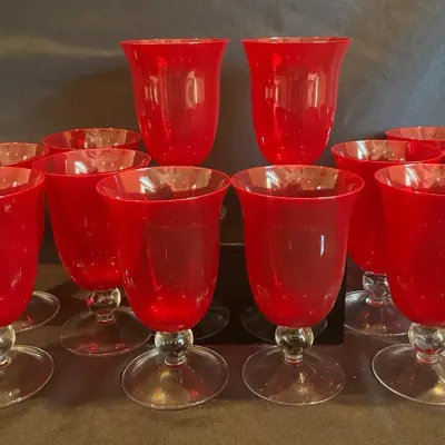 Set Of 12 Lenox Holiday Ruby Wine Glasses