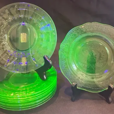Uranium Glass Dessert Plates 