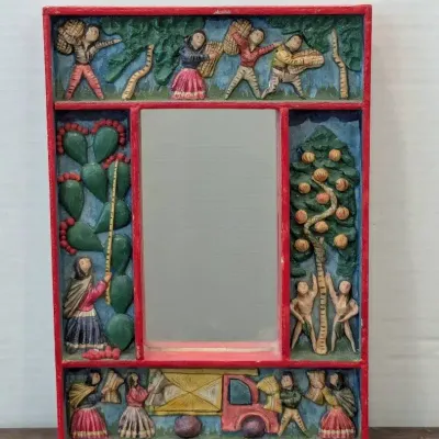 Small Peruvian Retablo Folk Art Mirror