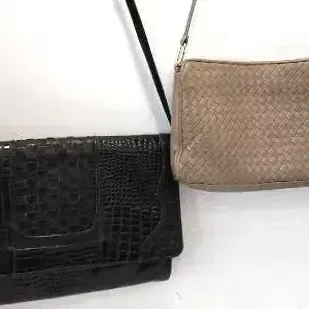 (2) Leather Purses with Long Shoulder Straps