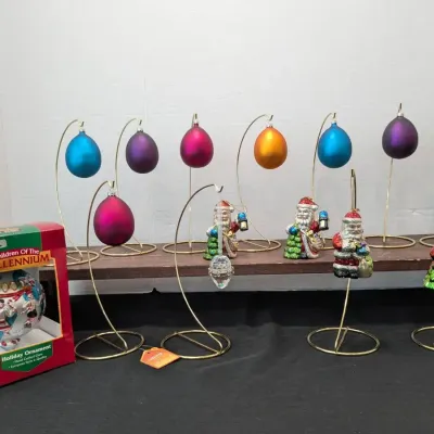 Blown Glass Ornaments & Display Stands (11)