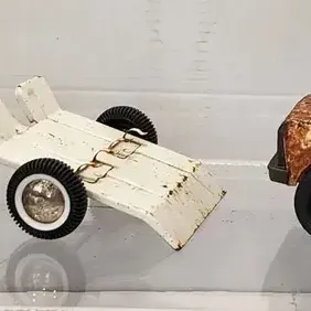 1960s Buddy L '32 Ford Roadster & Utility Trailer and Nylint Pick-up Dump Truck