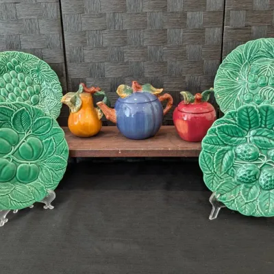 Fruit Tea Set (one repaired) and Shafford Fruit du Jour Plates
