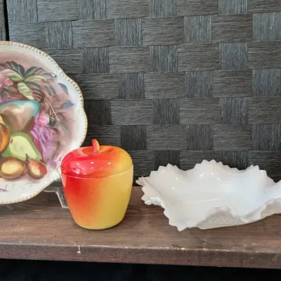Fruit Plate , Sugar Jars & Trinket Dish 
