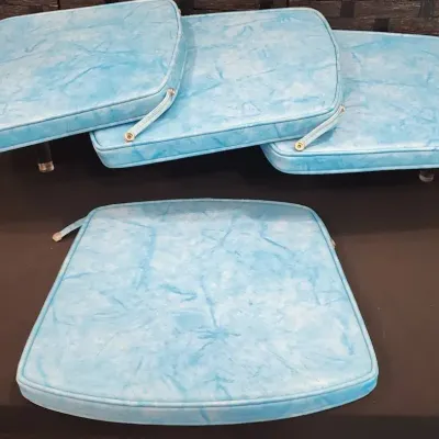 (4) Robin's-egg-blue Vinyl Seat Cushions (U-shaped:17.5" x 17")