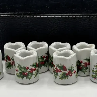 Mini West Germany Porcelain Christmas Candle Holders 