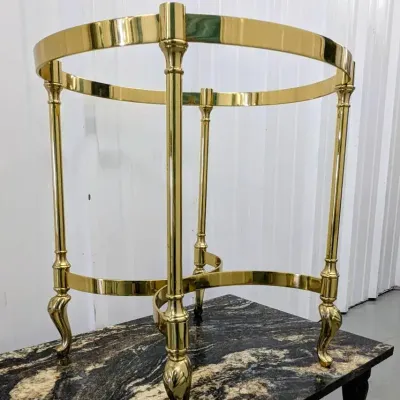 Hefty Brass & Glass Side Table (21" X 24")