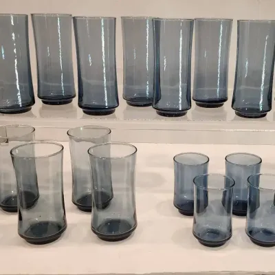 Libbey Apollo Blue Glass Tumblers (Small, Medium & Large) 