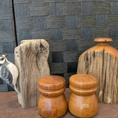 Wooden Decor- S&P, Woodpecker and Bottle/Vase 