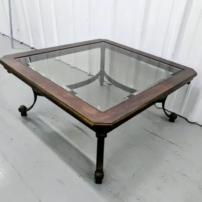 Coffee Table - 37" Square: wood, metal & glass 