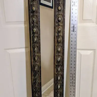 Tall, Narrow Mirror w/ Metal Decorative Trim 