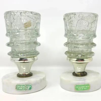 Historic Austin Florist Connelly-Hillen Insulator & Marble Bud Vases/Candlesticks