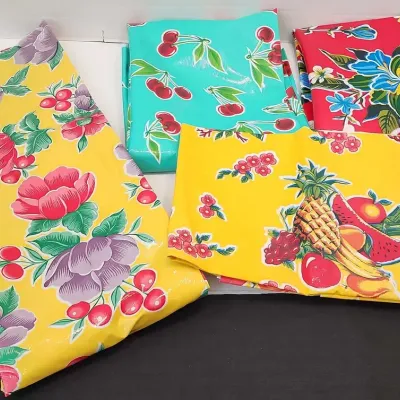 (4) Oilcloth Tablecloths (see description for sizes) 