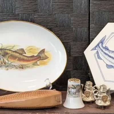Souvenir S&P from Panama, Fish Plate & Trivet, Nutcracker