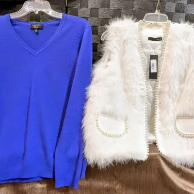 Cashmere Sweater + NEW Pearl & Fluff Vest 