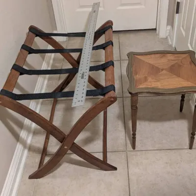 Wide Luggage Valet + Sm. Square Vtg. Table 