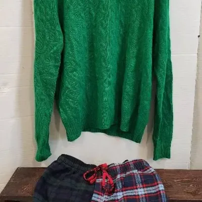 Ralph Lauren Polo Cashmere Sweater(L) & Brooks Brothers Flannel Pants (XL) 