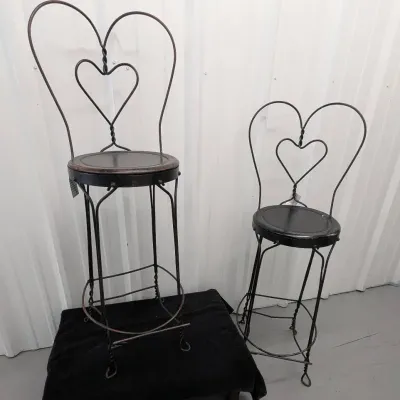 2 all-metal Ice Cream Parlor Seats; Bar Stool height (45" Tall)