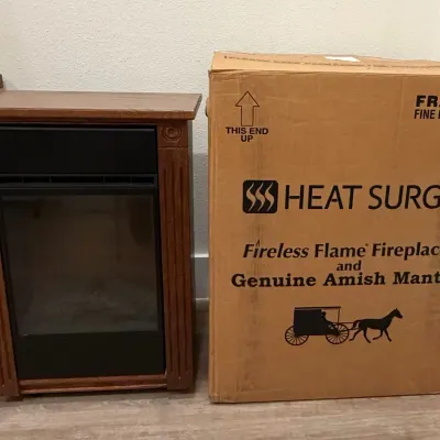 Fireless Flame Fireplace With Amish Mantle