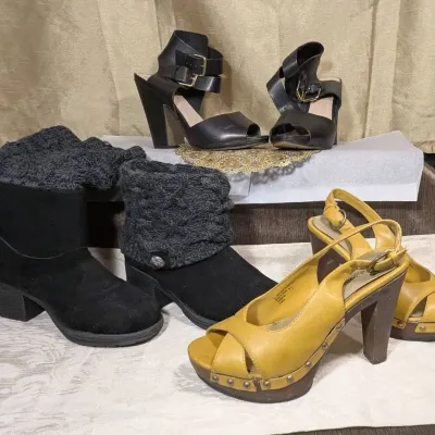 3 PAIR Shoes Variety: Muk Luks + 2 Heels