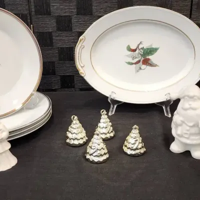 Christmas Porcelain, Tree Name Card Holders and Santas from Brazil 