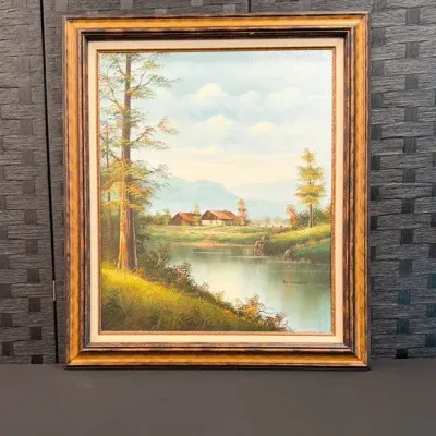 Framed Landscape Oil Painting On Canvas 