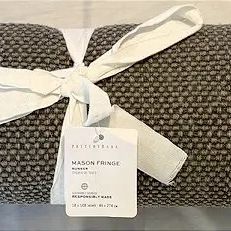Pottery Barn Mason Fringe runner rug in charcoal, rolled and new with original store tags attached.