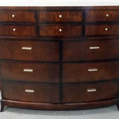 Sale Photo Thumbnail #203: 1202	HICKORY WHITE *GRAMERCY* 12 DRAWER ART DECO STYLE CHEST, APPROXIMATELY 57 IN X 22 IN X 50 IN HIGH																																																																																																																																																									