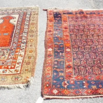Sale Photo Thumbnail #184: 1183	WOOL WOVEN RUGS INCLUDING A PRAYER RUG, LARGEST APPROXIMATELY 6 FT 3 IN X 4 FT 3 IN																																																																																																																																																																							
