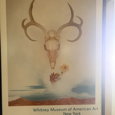 Framed exhibition poster featuring Georgia O'Keeffe's "Summer Days" from the Whitney Museum of American Art, housed...