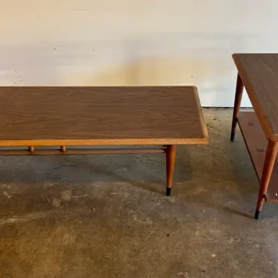 Vintage MCM Lane Furniture Coffee Table & Two-Tiered End Table