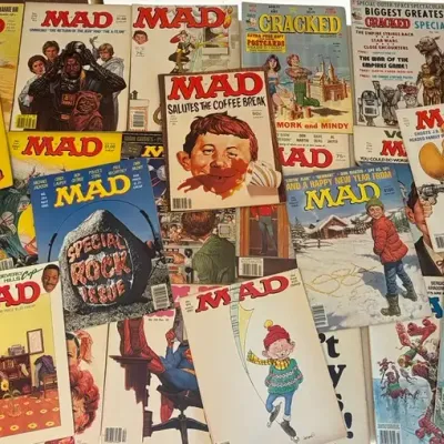 Pop Culture Vintage Magazine Collection: MAD, Cracked, Heavy Metal (1989) & Rolling Stones Book