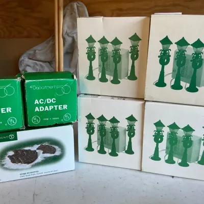 Dept 56 Light poles And Adapters With Stone Accessories 