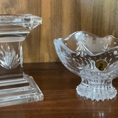 Waterford Crystal Pillar Candleholder & Pedestal Bowl