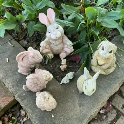 Little Bunny Foo Foo Yard Decor Lot Of 8