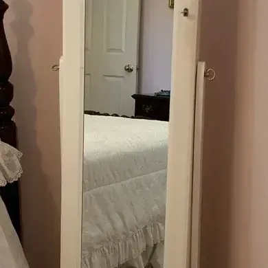 For Your Ease Only Lori Greiner White Floor Mirror Jewelry Armoire