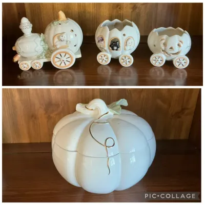 Lenox Halloween Harvest Train & Pumpkin Cookie Jar