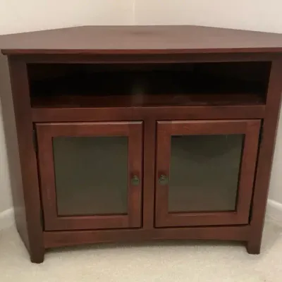 Dark Finish Shaker-Style Corner TV-Stand