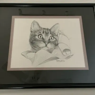 Adorable Shop Cat Drawing Print 17.25"h x 21.25"w