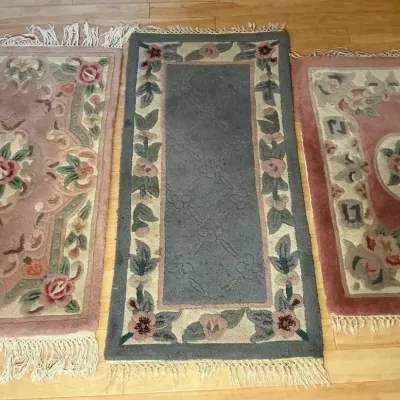 Three Small Handmade Entryway Rugs 