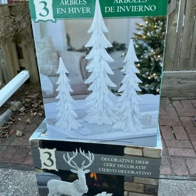 Resin Winter Trees With 3pc Decorative Deer 