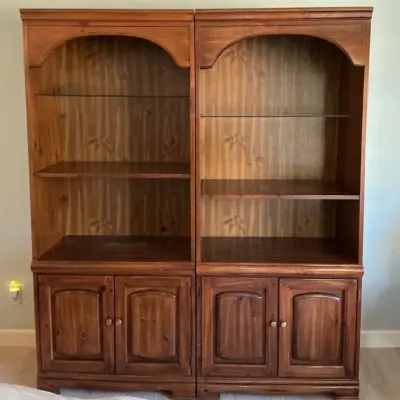 Medium Finish Bookshelves with Cabinets