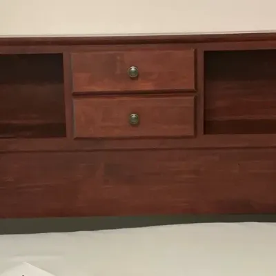Dark Finish Full/Queen Headboard with Shelves & Drawers