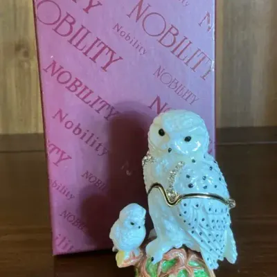Nobility Snowy Owl Enamel Trinket Box