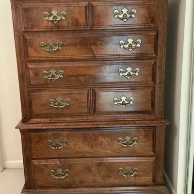 Medium Finish Colonial-Style Tall Dresser