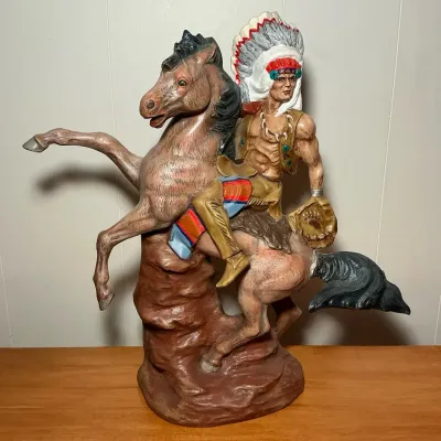 Ceramic Native American Chief Sculpture (17 x 17)