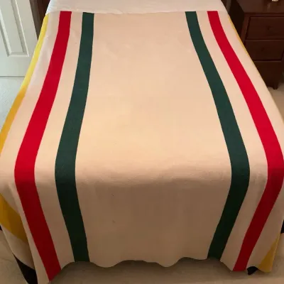 Pendleton Striped Wool Glacier Park Blanket 85" x 82"