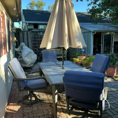 Outdoor Table With 4 Chairs, And Umbrella 
