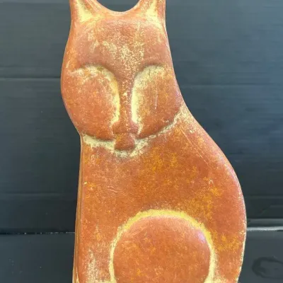 Vintage Mid Century Terracotta Cat Sculpture 