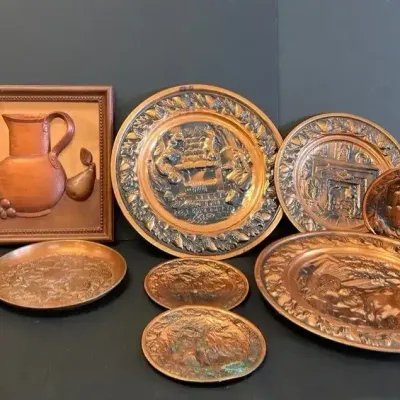 Collection Of Decorative Copper Plates (10)